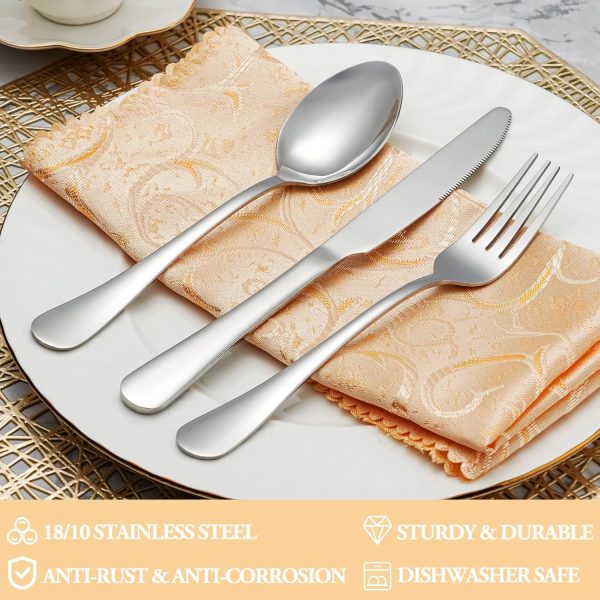 MUTNITT 30 Pcs Silverware Set Service for 6,Premium Stainless Steel Flatware Set,Mirror Polished Cutlery Utensil Set,Durable Kitchen Eating Tableware Set,Include Fork Knife Spoon Set,Dishwasher Safe - Image 3
