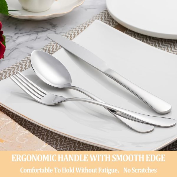 MUTNITT 30 Pcs Silverware Set Service for 6,Premium Stainless Steel Flatware Set,Mirror Polished Cutlery Utensil Set,Durable Kitchen Eating Tableware Set,Include Fork Knife Spoon Set,Dishwasher Safe - Image 5
