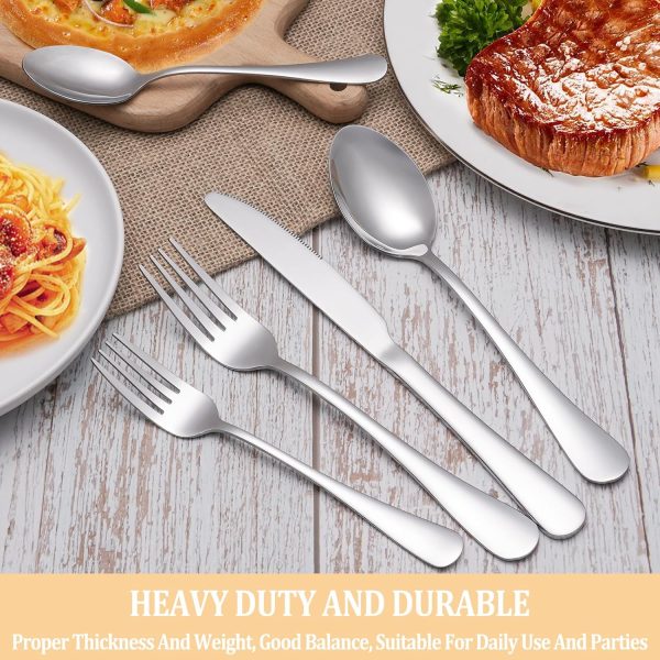 MUTNITT 30 Pcs Silverware Set Service for 6,Premium Stainless Steel Flatware Set,Mirror Polished Cutlery Utensil Set,Durable Kitchen Eating Tableware Set,Include Fork Knife Spoon Set,Dishwasher Safe - Image 7