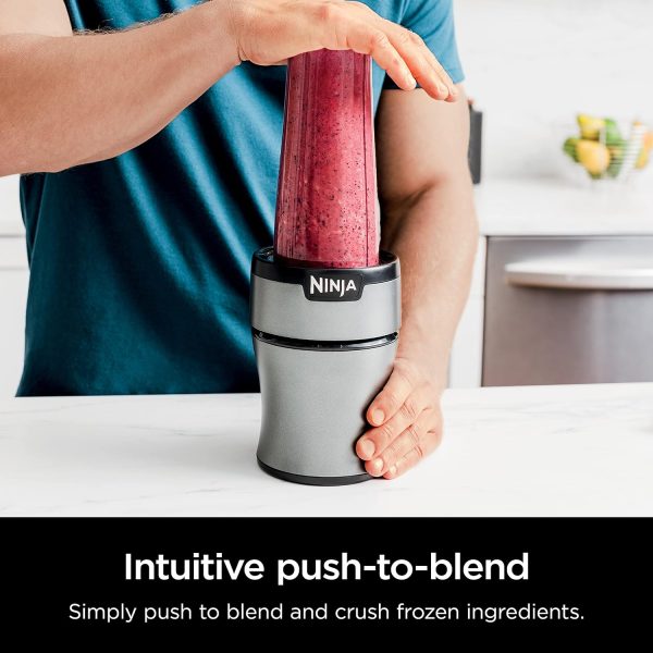 Ninja BN301 Nutri-Blender Plus Compact Personal Blender, 900-Peak-Watt Motor, Frozen Drinks, Smoothies, Sauces & More, (3) 20 oz. To-Go Cups, (2) Spout-Lids (1) Storage-Lid, Dishwasher Safe, Silver - Image 6