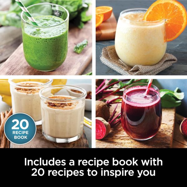 Ninja BN301 Nutri-Blender Plus Compact Personal Blender, 900-Peak-Watt Motor, Frozen Drinks, Smoothies, Sauces & More, (3) 20 oz. To-Go Cups, (2) Spout-Lids (1) Storage-Lid, Dishwasher Safe, Silver - Image 7