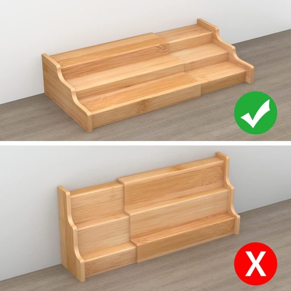 Spice Rack Kitchen Cabinet Organizer- 3 Tier Bamboo Expandable Display Shelf - Image 2